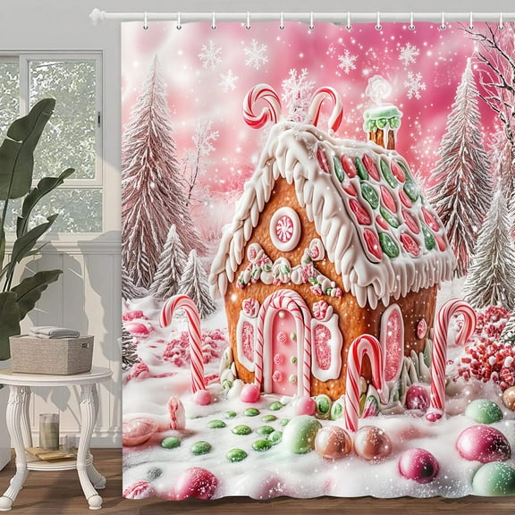 Christmas Snowman Shower Curtain, Xmas Snowman Snowflake New Year Holiday Shower Curtain, Winter Snowflake Holiday Xmas Fabric Shower Curtains Set for Bathroom Accessories with Hooks, 72X72IN