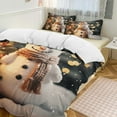 thumbnail image 1 of Christmas Snowman Snow House Duvet Cover Set King Size for Bedroom Decoration Print Bedding Set Comforter Cover Decorative Microfiber with 2 Pillow Sham Multicolor, 1 of 6