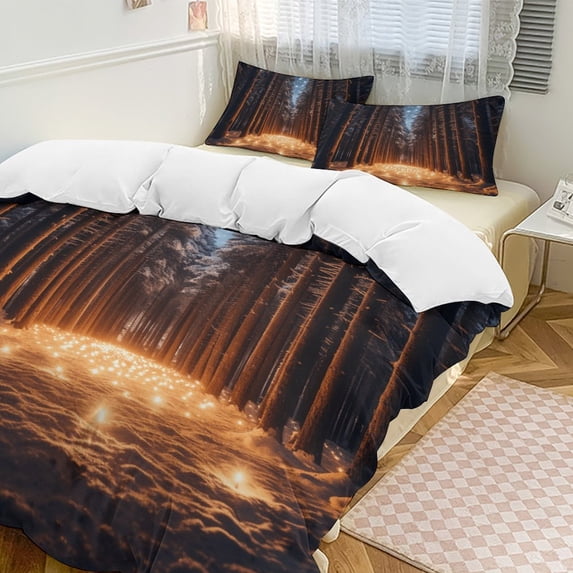 Christmas Snowman Snow House Duvet Cover Set Pattern Soft Bedding Set Comforter Cover Set(1 Duvet Cover + 2 Pillowcases)
