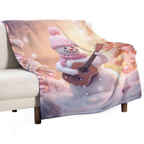 Christmas Snowman Snow House Flannel Throw Blanket for Gifts for Women Men Girls Boys All Seasons