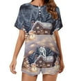 thumbnail image 1 of Christmas Snowman Snow House Print Women'S Pajamas Set Summer Sleepwear Sets 2 Piece Lounge Set, 1 of 7