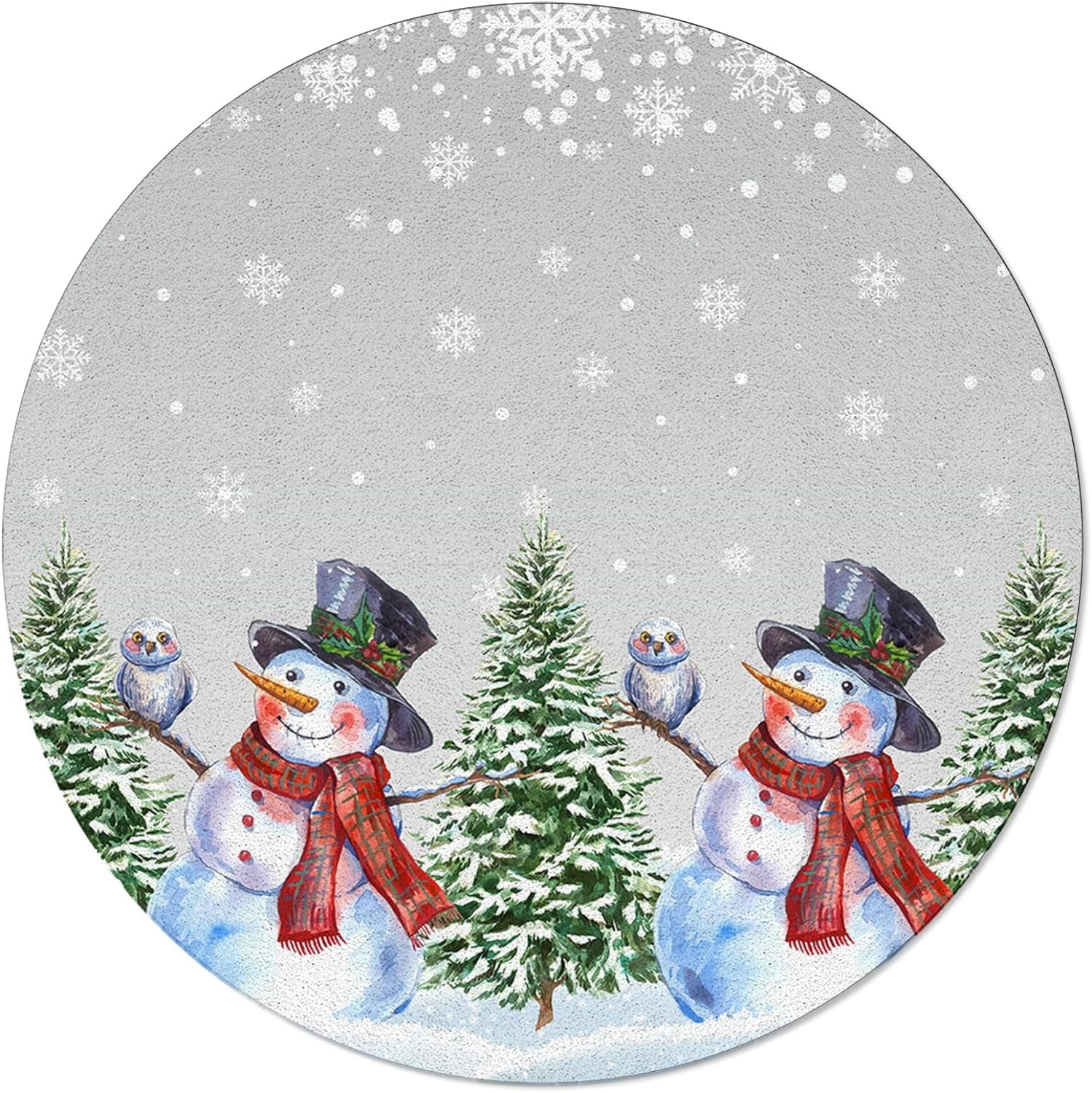 Christmas Snowman Snowflake, Elastic Fitted Edged Round Tablecloth Fade