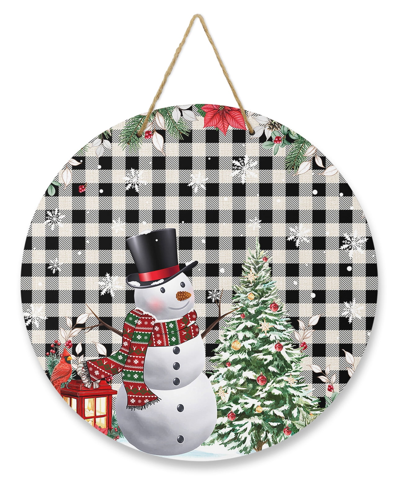 Christmas Snowman Snowflake Flower Wreaths for Front Door, Wood