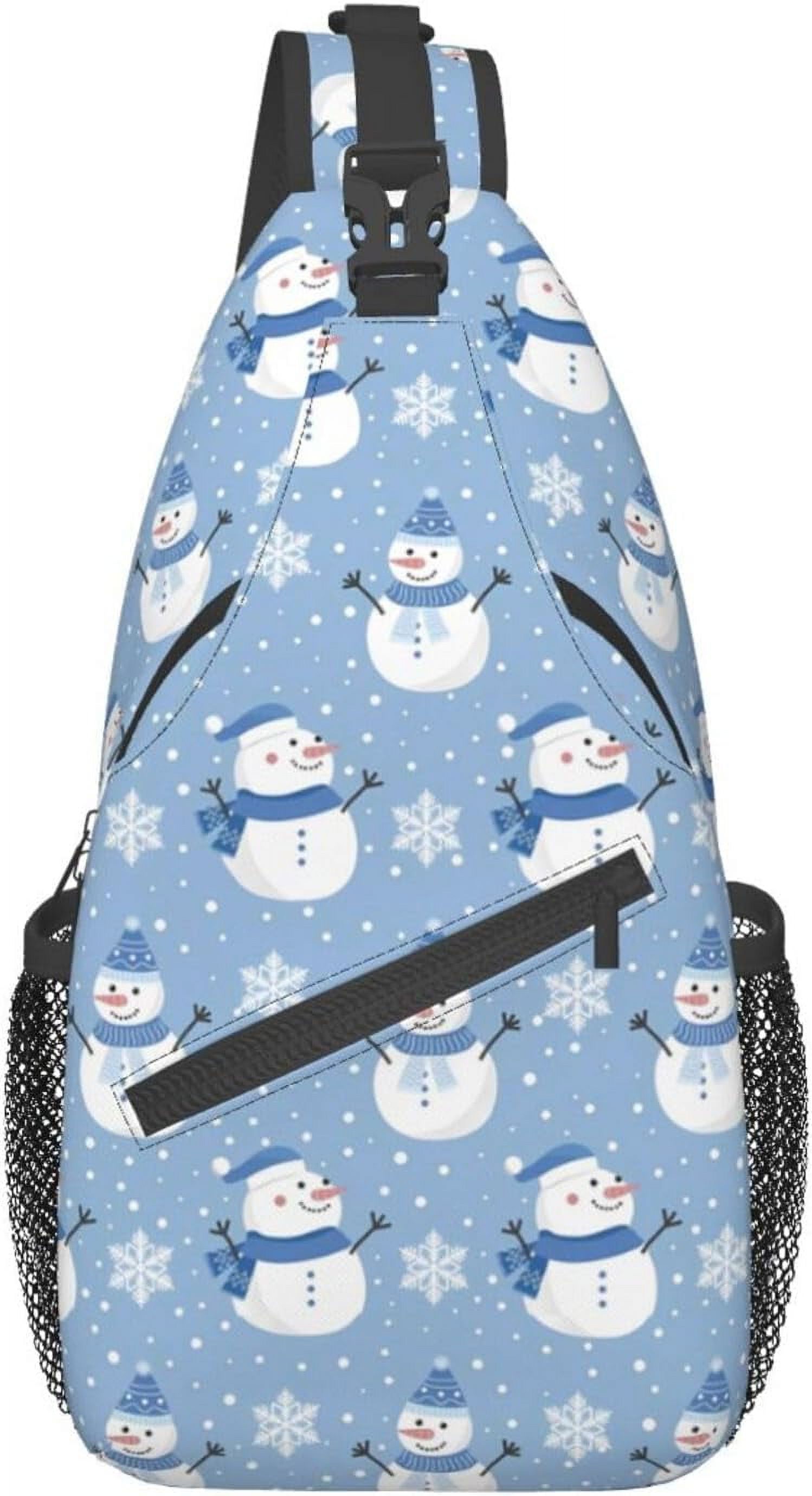 Christmas Snowman Snowflake Sling Bag Crossbody Hiking Travel Chest Bags Backpack Shoulder Daypack for Women Men