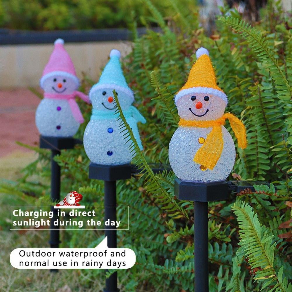 Christmas Snowman Solar Powered Garden Decor Stakes Lights for Patio