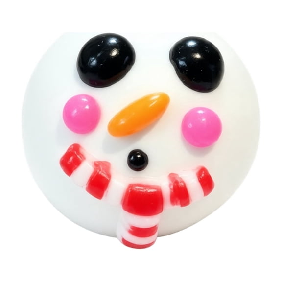 Christmas Snowman Squishy Toy, Detachable Face Stress Relief Fidget Sensory Ball, Soft Squeeze Stocking Stuffer Gift for Kids Adults (White)