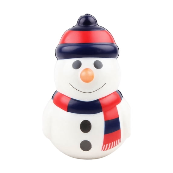 Christmas Snowman Squishy Toy with Slow Rising Squeeze Design, Single Piece, White with Red and Navy Blue Striped Accessories, for Holiday Desk Decoration and Relaxation Relief