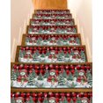 thumbnail image 1 of Christmas Snowman Stair Treads for Wooden Steps Indoor Runner Rug Carpet, Red Black Plaid Xmas Tree Snowflake 15 Pieces Peel and Stick Staircase Step Treads Covers Washable Throw Door Mats, 30"x8", 1 of 7