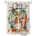 thumbnail image 1 of Christmas Snowman Standard Shower Curtain Set, Waterproof Shower Curtains for Bathroom, Winter Coastal Beach Palm Tree on Linen Washable Fabric Cloth Bath Curtain for Bathtub with Hooks 72x72 Inches, 1 of 6