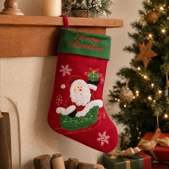 Christmas Snowman Stocking Bag, Gift Bag Ornament Pendant with Festive Design and Classic Style, Tree Hanging for Home, Fireplace, Holiday, Party, Seasonal, Gift, Decor, Green