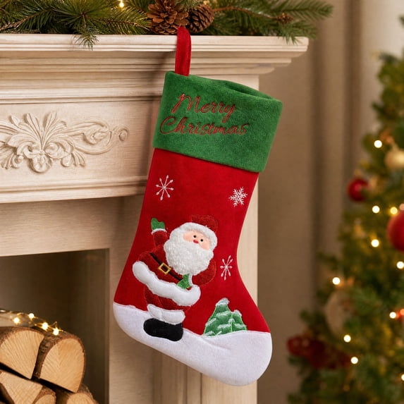 Christmas Snowman Stocking Bag, Gift Bag Ornament Pendant with Festive Design and Classic Style, Tree Hanging for Home, Fireplace, Holiday, Party, Seasonal, Gift, Decor, Green