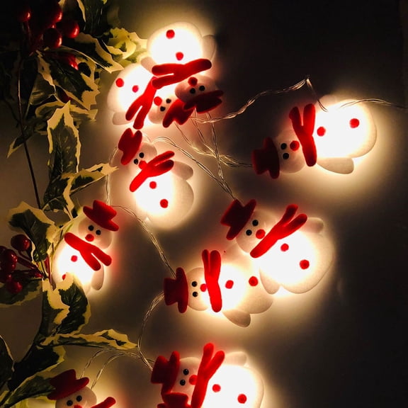 Christmas Snowman String Lights,10 LED Battery Operated Plush Fairy Lights,5.41ft Waterproof Indoor & Outdoor Holiday Decorations for Christmas Tree,Bedroom,Parties,Festivals light up christmas decor