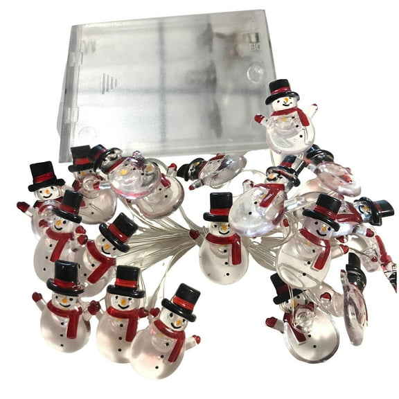 Christmas Snowman String Lights, 20 LEDs, Battery-Powered (3AA Not Included), Indoor Outdoor Decoration, 1PC