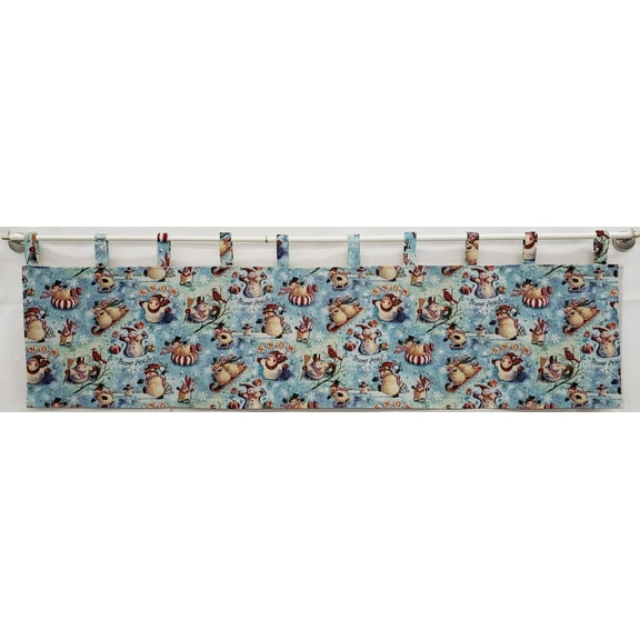 Christmas Snowman Tab Top Valances (Unlined) (12 Inch One Valance Panel)