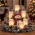 thumbnail image 1 of Christmas Snowman Table Centerpiece Flameless Candle Lighted Ornament for Dining Table Mantel and Seasonal Home Styling, 1 of 9
