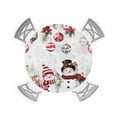 thumbnail image 1 of Christmas Snowman Table Cloth, Round Fitted Tablecloths with Elastic Edge, Xmas Balls Elk Botanical Grey Wipeable Waterproof Table Cover for Kitchen Wedding 55-60 Inches, 1 of 6