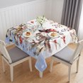 thumbnail image 1 of Christmas Snowman Table Cloth Waterproof Tablecloths, Xmas Snowflake Elk Eucalyptus Leaves Tablecloth Dining Table Cover for Kitchen Party Tabletop Outdoor, Square Tablecloth 54x54 Inch, 1 of 9
