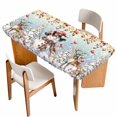thumbnail image 1 of Christmas Snowman Table Cloths for 4 Foot Rectangle Tables, Xmas Tree Snowflake Eucalyptus Patio Waterproof Elastic Fitted Tablecloths, Washable Rectangular Table Cover for Camping, 1 of 8