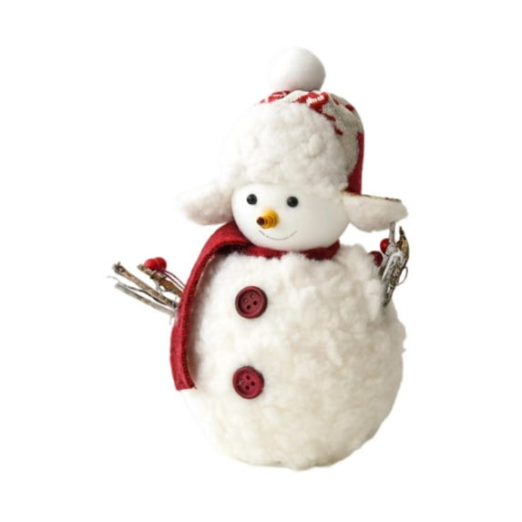 Christmas Snowman Table Decoration Plush Snowmen Figurine Foam Cloth Gift for Family Friends Xmas Living Room Shelf