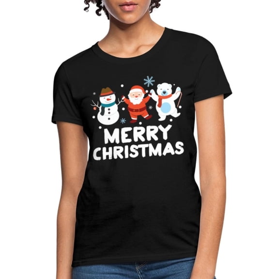 Christmas Snowman Tee T Shirt Graphic Tees Tops Merry Santa Polar Bear Graphic Casual Short Sleeve Round Neck Black S-5XL