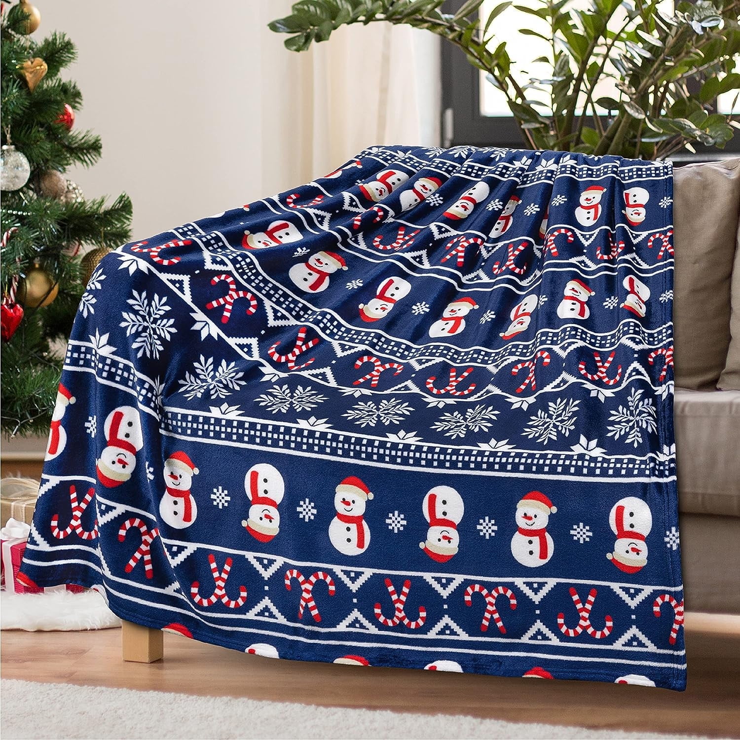 Owen Plaid Christmas Throw Blanket - 50x60 Inch, Cotton, Fringe Trim, Machine Washable - Cozy Holiday Sofa & Bed Blanket In Green - View #8