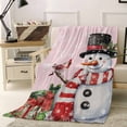 thumbnail image 1 of Christmas Snowman Throw Flannel Blanket 30x40In Snowflake Gift Bird Winter Pink Super Soft Cozy Bed Blanket, Lightweight Plush Fuzzy Bed Throw for Bedroom Sofa Couch Living Room, 1 of 4
