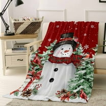 Christmas Snowman Throw Flannel Blanket 30x40In Winter Christmas Tree Cardinals Snow Red Super Soft Cozy Bed Blanket, Lightweight Plush Fuzzy Bed Throw for Bedroom Sofa Couch Living Room