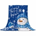 thumbnail image 1 of Christmas Snowman Throw Flannel Blanket 32x48In Winter Showflake Blue Super Soft Cozy Bed Blanket, Lightweight Plush Fuzzy Bed Throw for Bedroom Sofa Couch Living Room, 1 of 4