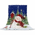 thumbnail image 1 of Christmas Snowman Throw Flannel Blanket 32x48In Xmas Tree Forest Snowflake Winter Navy Blue Super Soft Cozy Bed Blanket, Lightweight Plush Fuzzy Bed Throw for Bedroom Sofa Couch Living Room, 1 of 4
