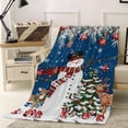 thumbnail image 1 of Christmas Snowman Throw Flannel Blanket 40x50In Pine Tree Leaf Deer Xmas Balls Navy Blue Super Soft Cozy Bed Blanket, Lightweight Plush Fuzzy Bed Throw for Bedroom Sofa Couch Living Room, 1 of 4