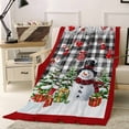 thumbnail image 1 of Christmas Snowman Throw Flannel Blanket 40x50In Xmas Tree Socks Ball Black Plaid Winter Super Soft Cozy Bed Blanket, Lightweight Plush Fuzzy Bed Throw for Bedroom Sofa Couch Living Room, 1 of 4