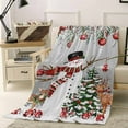 thumbnail image 1 of Christmas Snowman Throw Flannel Blanket 40x60In Pine Tree Leaf Deer Xmas Balls Snow Grey Super Soft Cozy Bed Blanket, Lightweight Plush Fuzzy Bed Throw for Bedroom Sofa Couch Living Room, 1 of 4