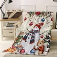 thumbnail image 1 of Christmas Snowman Throw Flannel Blanket 40x60In Squirrel Cat Xmas Tree Ball Retro Super Soft Cozy Bed Blanket, Lightweight Plush Fuzzy Bed Throw for Bedroom Sofa Couch Living Room, 1 of 4