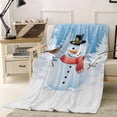 thumbnail image 1 of Christmas Snowman Throw Flannel Blanket 50x60In Winter Snowman Bird Xmas Trees Snowing Super Soft Cozy Bed Blanket, Lightweight Plush Fuzzy Bed Throw for Bedroom Sofa Couch Living Room, 1 of 4