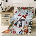 thumbnail image 1 of Christmas Snowman Throw Flannel Blanket 50x80In Squirrel Cat Xmas Tree Ball Blue Board Super Soft Cozy Bed Blanket, Lightweight Plush Fuzzy Bed Throw for Bedroom Sofa Couch Living Room, 1 of 1