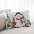 Christmas Snowman Throw Pillow Cover,Winter Xmas Deer Squirrel Pine Trees Rectangle Decorative