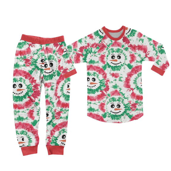 Christmas Snowman Tie Dye Pajamas Set, Matching Family Christmas Pajamas