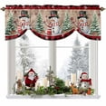 thumbnail image 1 of Christmas Snowman Tie Up Valances Curtain, Christmas Tree Snowflakes Red Wood Texture Adjustable Rod Pocket Short Window Treatment Tie Up Curtains Valances for Kitchen Living Room Bathroom 54x18 In, 1 of 9