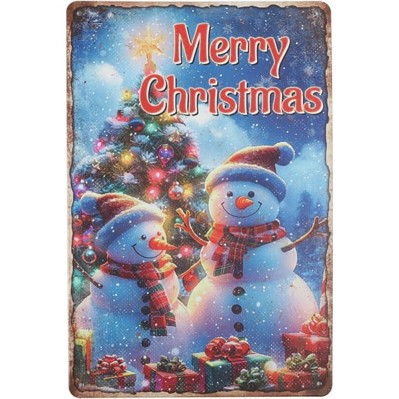 Christmas Snowman Tin Sign Christmas Eve Metal Tin Sign Vintage Merry Christmas Metal Tin Sign 12×8inch Funny Wall Decor Tin Signs for Home Store Bar Club Christmas Decoration DIY