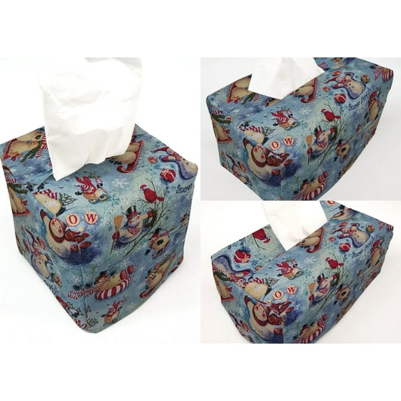 Christmas Snowman Tissue Box Cover by Penny's Needful Things (Short Rectangle)