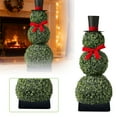 thumbnail image 1 of Christmas Snowman Topiary Ornament 25.6'' Artificial Snowman Shaped Topiary Tree Ornament with Red Bow Santa Hat Boxwood Topiaries for Christmas Indoor Outdoor Home Decor, Christmas Snowman Topiary, 1 of 8