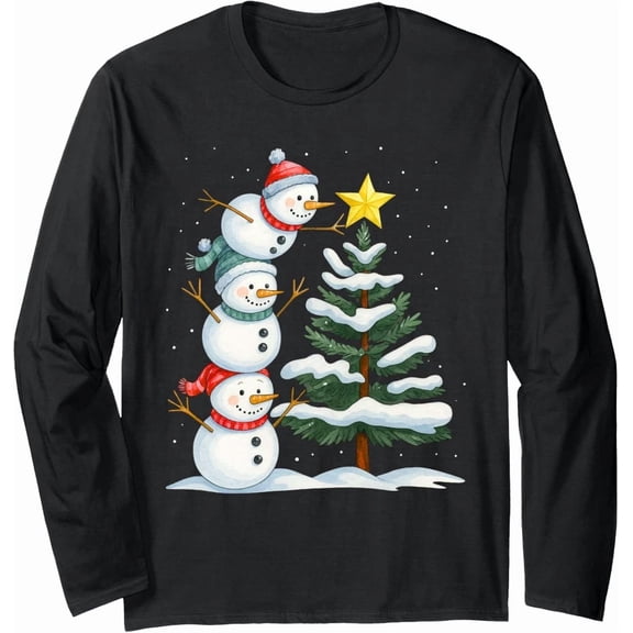 Christmas Snowman Topper Tree Holiday Family Xmas Fun Unisex T-Shirt , up to Size 5XL