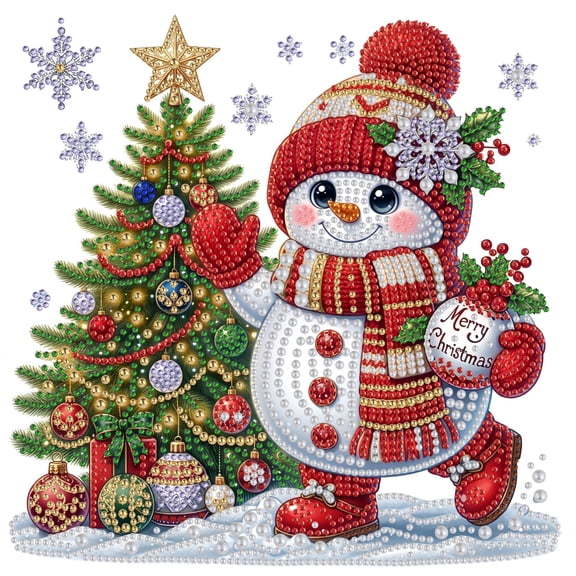 DIYDECORFUN Christmas Snowman Pearl Art Kits for Adults, Holiday Snowman Pearl Painting Kit, 12x12 in