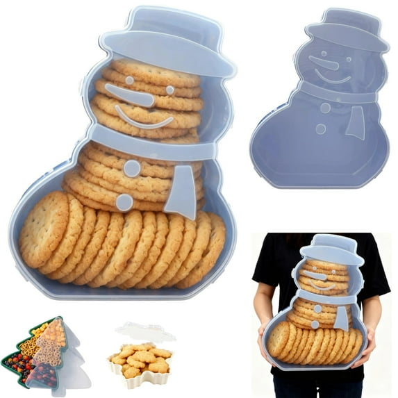 Christmas Snowman/Tree/Snowflake Food Storage - 1.5 Gal Multi-Compartment Snack Box (Snowman)