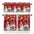thumbnail image 1 of Christmas Snowman Truck Kitchen Curtains and Valances Set, Poinsettia Leaf Xmas Balls Red Rod Pocket Window Valance Window Curtain Panels for Living Room Bedroom Laundry, 27.5x36in, 3 Pieces, 1 of 7