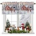 thumbnail image 1 of Christmas Snowman Valances for Windows, 42 x 18in, Farmhouse Winter Snowflake Xmas Tree Rod Pocket Kitchen Valance Curtain Light Filtering Window Treatments for Living Room Bedroom, 1 Panel, 1 of 7