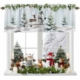 thumbnail image 1 of Christmas Snowman Valances for Windows, 42 x 18in, Xmas Tree Snowflake Bird Winter Blue Board Rod Pocket Kitchen Valance Curtain Light Filtering Window Treatments for Living Room Bedroom, 1 Panel, 1 of 7
