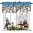 thumbnail image 1 of Christmas Snowman Valances for Windows, Red Snowman Xmas Trees Snowflake Blue Ombre Rod Pocket Valance Short Window Treatments Curtains for Kitchen Bathroom Bedroom Decor, 56 x 16 In, 1 of 9
