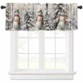 thumbnail image 1 of Christmas Snowman Valances for Windows, Winter Snow Forest Xmas Tree Light Filtering Window Treatment Valances, Rod Pocket Small Curtains for Kitchen/Bathroom, 42"x12", 1 of 9