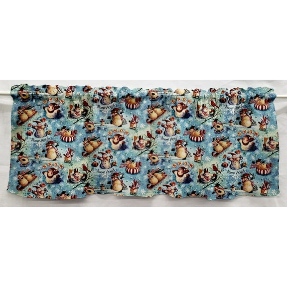 Christmas Snowman Valances by Penny's Needful Things (Two Valance Panels 12 inches Long UNLINED)